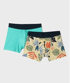 GEMO Boxers en coton stretch uni et imprimé garçon (lot de 2) Jaune