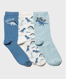 GEMO Chaussettes à motifs dinosaures garçon (lot de 3) Bleu