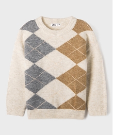 GEMO Pull à motifs losanges fille Beige