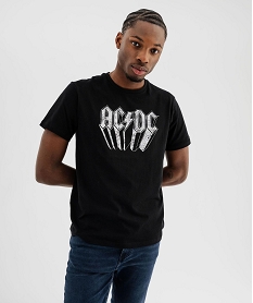 GEMO Tee-shirt manches courtes en coton imprimé homme - ACDC noir standard