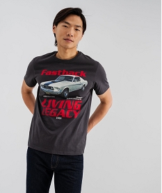 GEMO Tee-shirt manches courtes en jersey de coton imprimé homme - Ford Gris