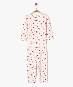 GEMO Pyjama en velours 2 pièces motifs cœurs bébé fille blanc chine