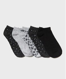 GEMO Chaussettes ultra courtes à motif léopard femme (lot de 5) Gris