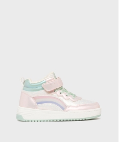 GEMO Baskets montantes pailletées et irisées fille Rose