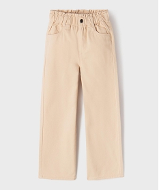 GEMO Pantalon straight en toile de coton taille ajustable fille beige standard
