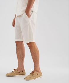GEMO Bermuda en lin et coton coupe regular homme blanc standard