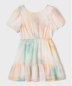 GEMO Robe courte manches courtes en voile avec dos fantaisie fille Rose
