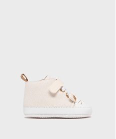 GEMO Chaussons de naissance en toile look tennis bébé Beige