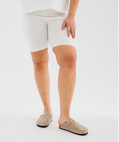 GEMO Legging court en maille extensible femme grande taille blanc standard