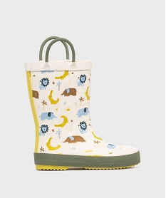GEMO Bottes de pluie à motifs animaux sauvages garçon - 5 Miles Beige