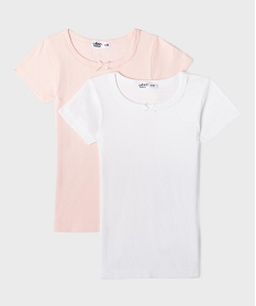 GEMO Tee-shirt manches courtes en coton biologique fille (lot de 2) blanc vif