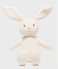 GEMO Doudou lapin en velours côtelé bébé Blanc
