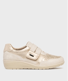 GEMO Derbies confort look sport à bride scratch femme Beige