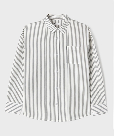 GEMO Chemise manches longues à rayures fille Blanc