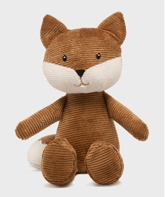 GEMO Doudou chat en velours côtelé bébé Brun