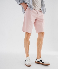 GEMO Bermuda chino coupe regular en coton stretch homme Rose