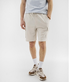 GEMO Bermuda en maille French Terry coupe cargo homme beige standard