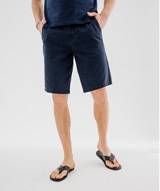 GEMO Bermuda chino coupe regular en coton stretch homme Bleu