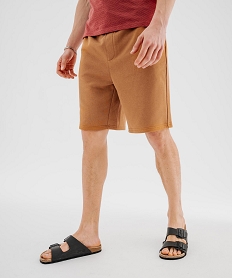 GEMO Bermuda en maille French Terry avec taille ajustable homme marron standard