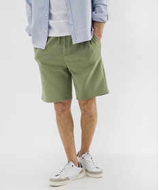 GEMO Bermuda en maille French Terry avec taille ajustable homme vert standard