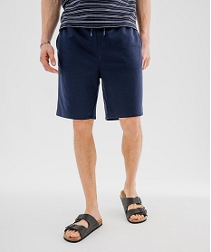 GEMO Bermuda en maille French Terry avec taille ajustable homme Bleu