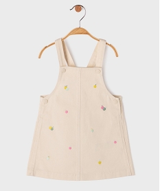 GEMO Robe en jean chasuble à broderies bébé fille Beige