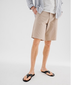 GEMO Bermuda chino coupe regular en coton stretch homme Beige