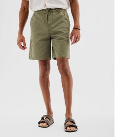 GEMO Bermuda chino en coton stretch à taille élastique homme vert standard
