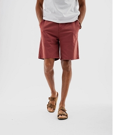 GEMO Bermuda chino en coton stretch à taille élastique homme Rouge