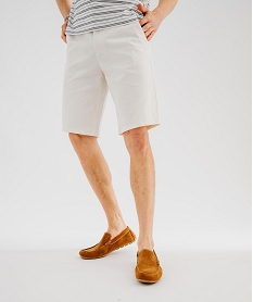 GEMO Bermuda chino coupe regular en coton stretch homme Blanc