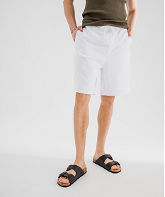 GEMO Bermuda en maille French Terry avec taille ajustable homme blanc vif