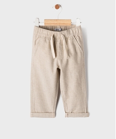 GEMO Pantalon chic en coton et lin bébé garçon beige chine