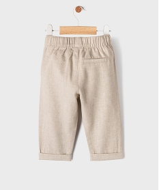pantalon chic en coton et lin bebe garcon beige chineK826001_3