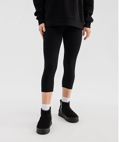 GEMO Legging court résistant en coton stretch femme noir standard