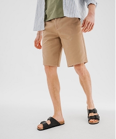 GEMO Bermuda chino coupe regular en coton stretch homme Brun