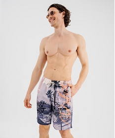 GEMO Short de surf imprimé streetwear homme Rose