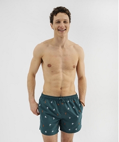 GEMO Short de bain à petits motifs brodés homme Vert