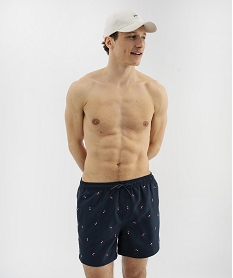 GEMO Short de bain à petits motifs brodés homme Bleu