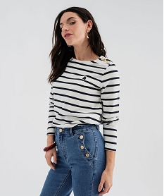 GEMO Tee-shirt manches longues rayé marinière femme - LuluCastagnette Bleu