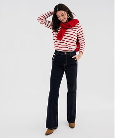 GEMO Tee-shirt manches longues rayé marinière femme - LuluCastagnette Rouge