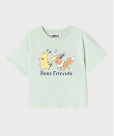GEMO Tee-shirt manches courtes imprimé coupe crop top fille - Pokémon Vert
