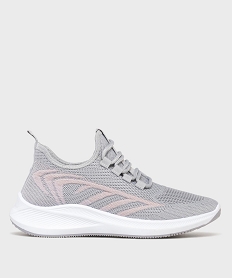 GEMO Baskets basses running en mesh à lacets femme - Valentina Baldano Gris