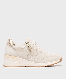 GEMO Baskets jogger à talon compensé femme - Valentina Baldano Beige