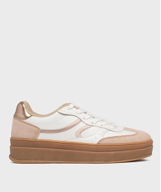 GEMO Baskets à plateforme avec touches métallisées femme - Camps United blanc standard