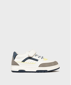 GEMO Baskets basses lacets élastiques et scratch garçon blanc standard