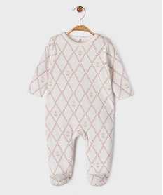 GEMO Pyjama en velours à losanges et fleurs bébé Blanc