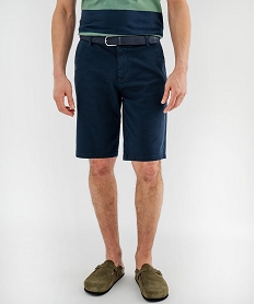 GEMO Bermuda en coton extensible coupe Regular avec ceinture tressée homme Bleu