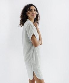 GEMO Chemise de nuit en seersucker à petits carreaux femme Bleu