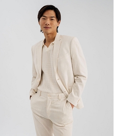 GEMO Veste de costume slim fit en viscose et lin homme Beige