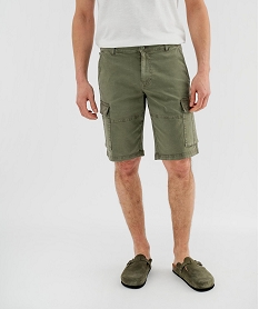 GEMO Bermuda cargo coupe regular en twill de coton stretch homme kaki standard